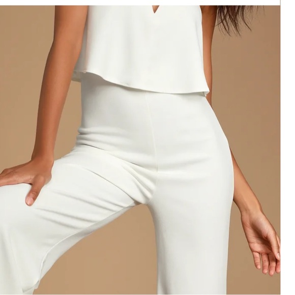 Off Shoulder Beige/off white Jumpsuit Size XS - Picture 5 of 8